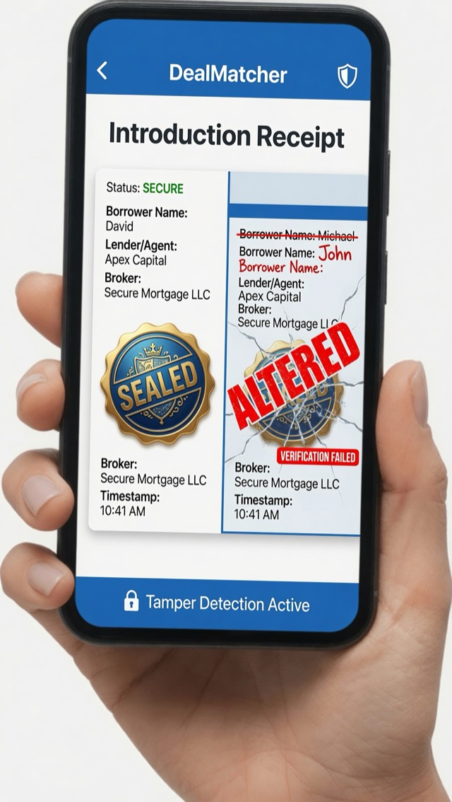 An Introduction Receipt marked SEALED beside a rewritten copy marked ALTERED — verification failed.